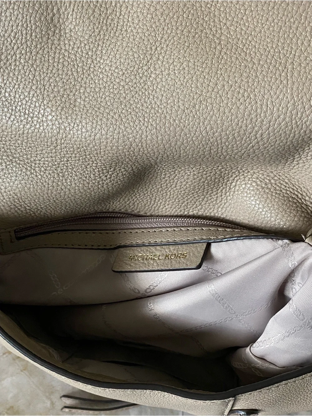 Michael Kors Taupe Crossbody Purse Gold Hardware